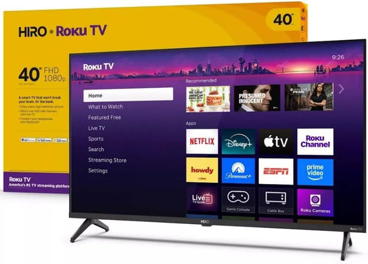 Roku Hiro TV 40" 1080p Full HD Smart TV - Dolby Audio, Wi-Fi, Bluetooth, 3x HDMI (Renewed)
