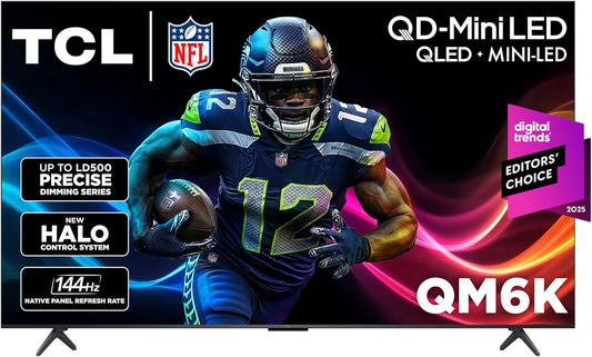 TCL 75" QM6K Mini LED QLED 4K Smart Google TV 2025 - 144Hz, Dolby Atmos, Alexa