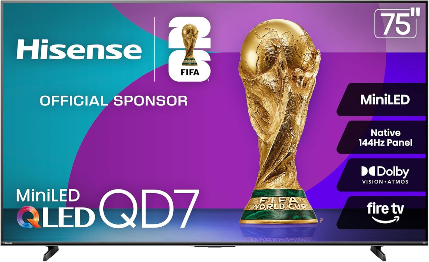 Hisense 75" QD7 Mini-LED 4K Smart Fire TV - QLED, 144Hz, Dolby Vision, Game Mode Pro
