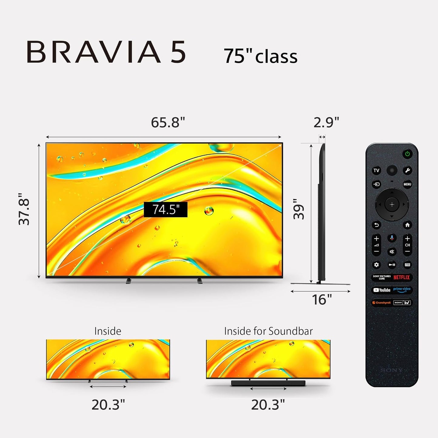 Sony BRAVIA 5 Mini LED 4K Smart Google TV - XR AI Processor, 120Hz, Dolby Vision, PS5 Features