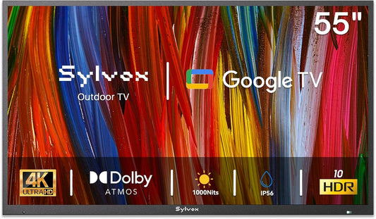SYLVOX Outdoor TV Deck Pro 3.0 - 4K Waterproof Smart Google TV, 1000 Nits, Dolby Atmos, IP56, Chromecast