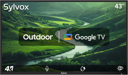 SYLVOX Outdoor Smart TV Patio Series - 4K Google TV, 700 Nits, IP55 Waterproof, Dual Speakers, -22°F to 122°F