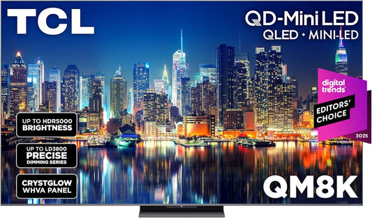 TCL QM8K Series Mini LED QLED 4K Google TV 2025 - Halo Control System, 288 VRR Gaming, Dolby Atmos, Alexa