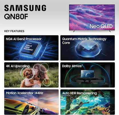Samsung Neo QLED 4K QN80F Series Smart TV 2025 - Mini LED, Vision AI, Dolby Atmos, 144Hz Gaming