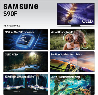 Samsung OLED S90F 4K Smart TV 2025 - NQ4 AI Gen3, Pantone Validated, 144Hz, Vision AI, Alexa Built-in
