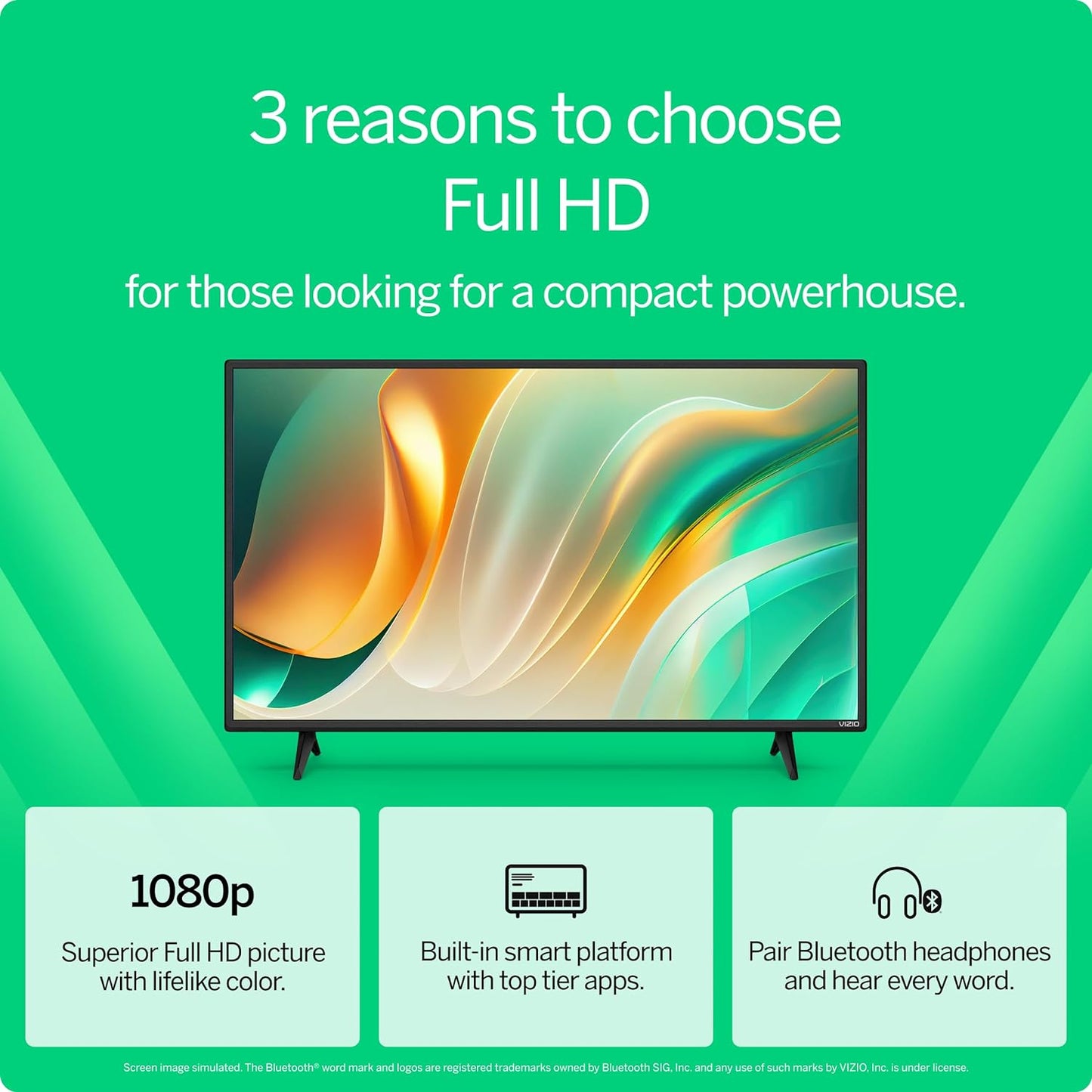 VIZIO Full HD 1080p Smart TV - VIZIO OS, DTS Virtual:X, Google Cast, Bluetooth Headphones, WatchFree+, Alexa
